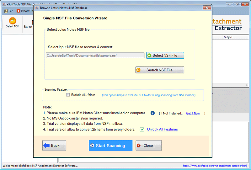 Extract Attachments from Lotus Notes Database